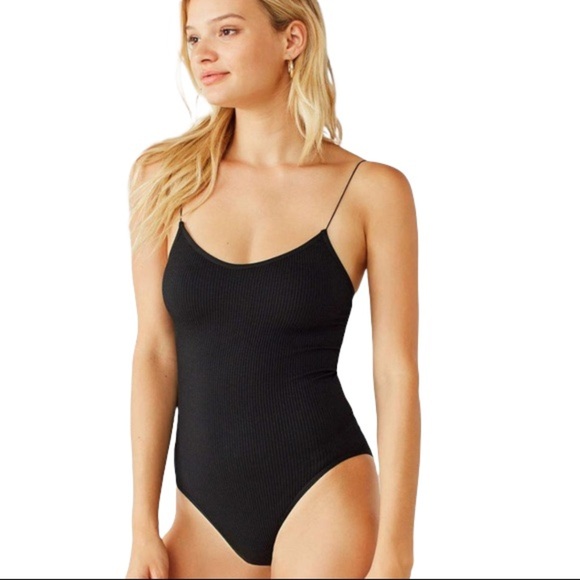 Out from under urban outfitters womens black ribbed bodysuit. Size large. - Picture 1 of 9